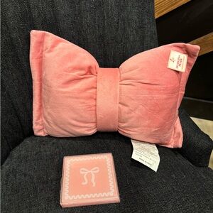 NWT Target Velvet Bow Pillow & Pink Ribbon Coasters Bullseye Playground